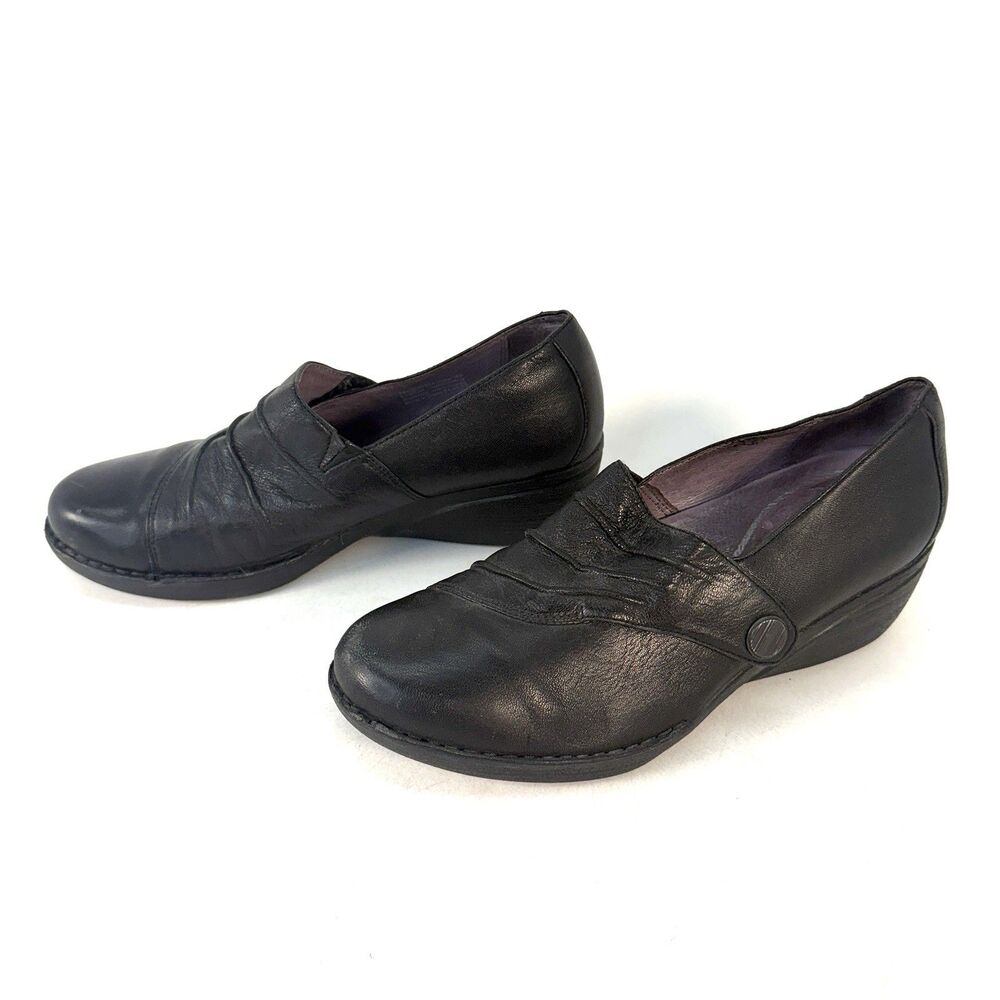 Dansko Aimee Womens Sz 40 US 9.5 Black Leather Active Wedge Pumps Heels